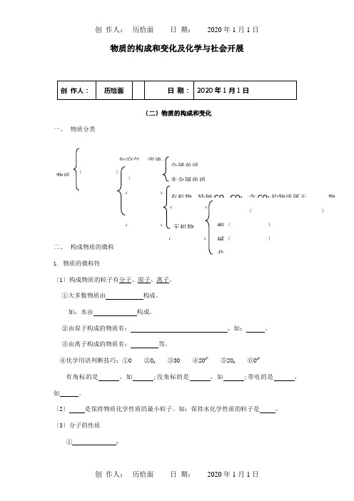 中考化学专题复习物质的构成和变化及化学与社会发展1试题