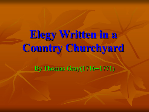 ElegyWritten in a Country Church yard