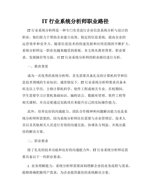 IT行业系统分析师职业路径