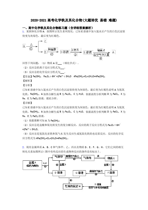 2020-2021高考化学铁及其化合物(大题培优 易错 难题)