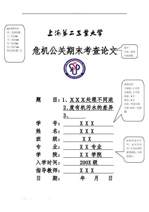 上海第二工业大学论文格式