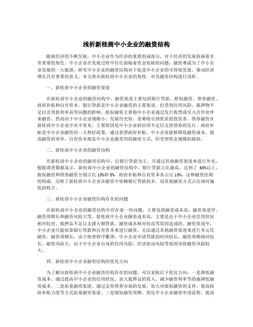 浅析新桂商中小企业的融资结构