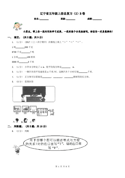 辽宁省五年级上册总复习(2)B卷