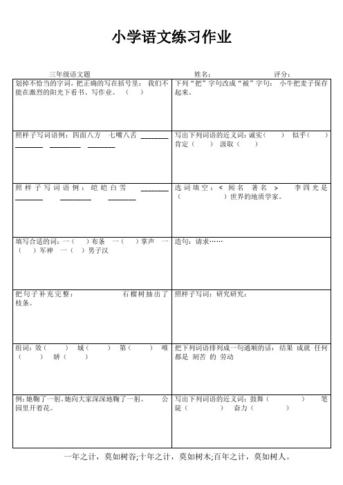 小学三年级语文快乐随堂练IV (13)