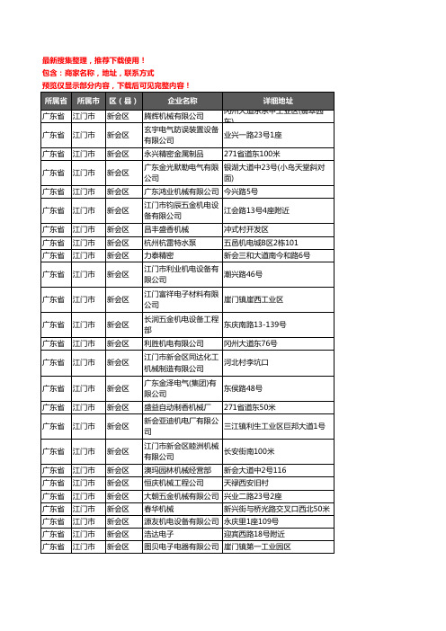 新版广东省江门市新会区机械机电企业公司商家户名录单联系方式地址大全62家