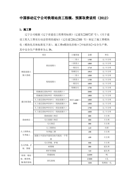 07.铁塔站房工程概、预算取费说明