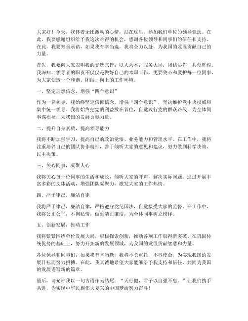 竞选领导成功的发言稿