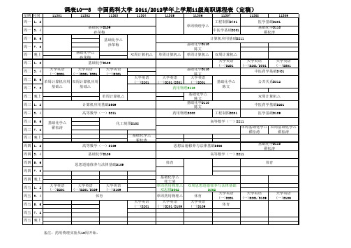 中国药科大学课表10—高职院2011级课表(定稿)8.28