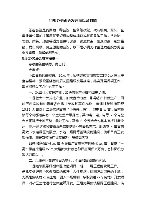 组织办务虚会发言稿以及材料