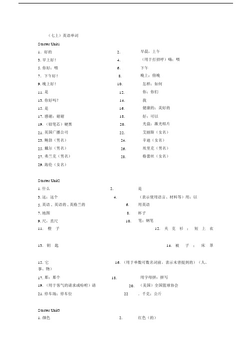 (word完整版)人教版初中英语单词默写表.docx