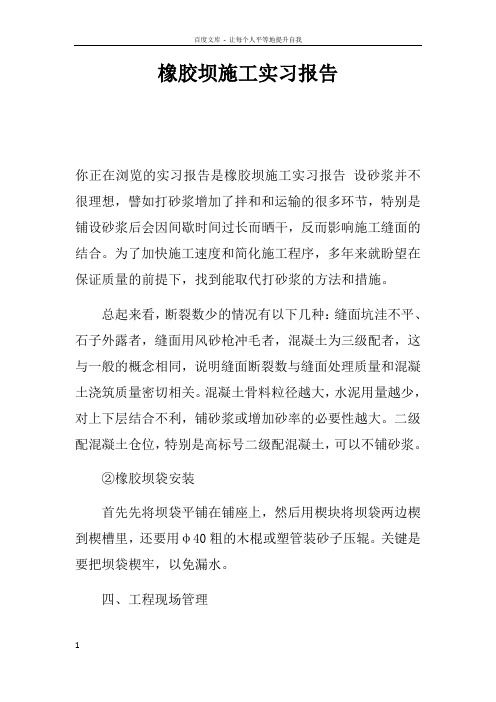 橡胶坝施工实习报告doc