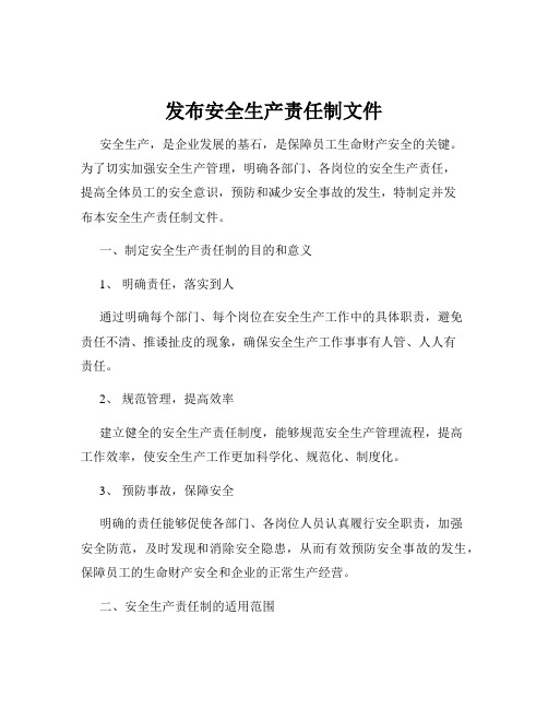 发布安全生产责任制文件