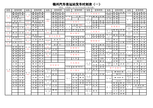 锦州汽车客运站发车时刻表(一)