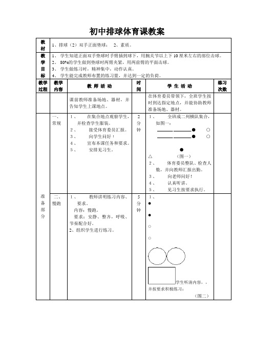 初中排球体育课教案