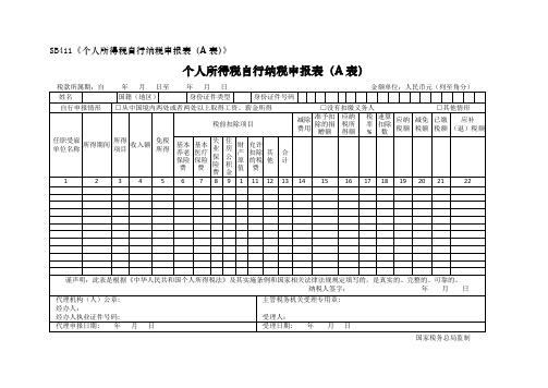 个人所得税自行纳税申报表