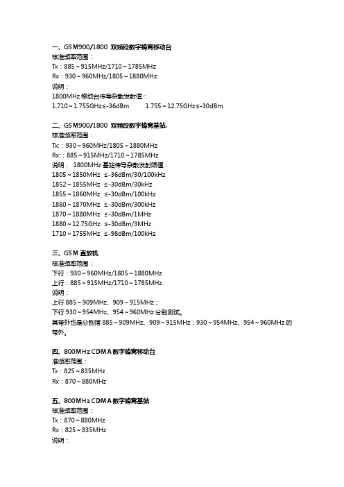 我国通信频段划分(全)