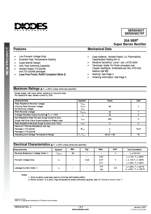 SBR20U60CT中文资料