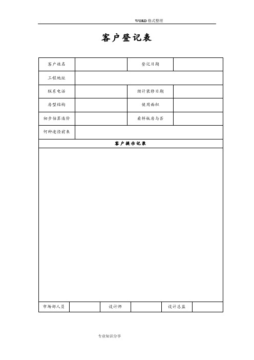 家装企业常用表格40个