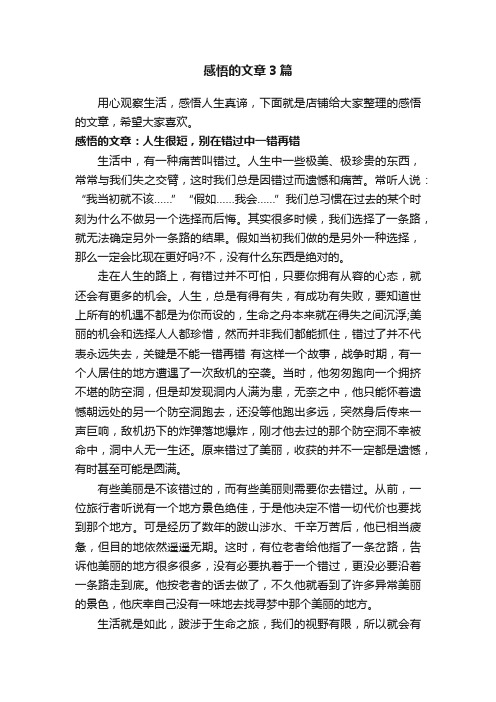 感悟的文章3篇