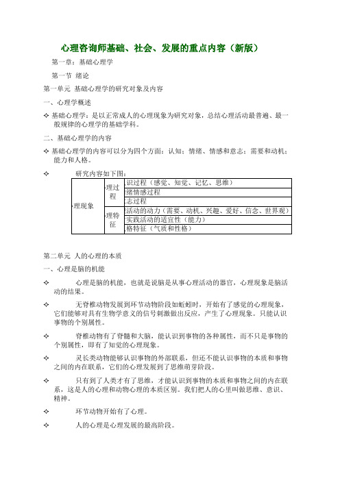 心理咨询师基础、社会、发展的重点内容(新版)