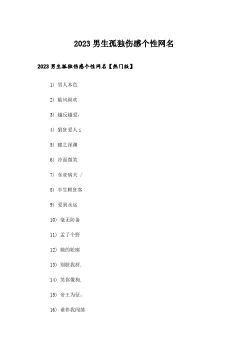 2023个性_男生孤独伤感个性网名