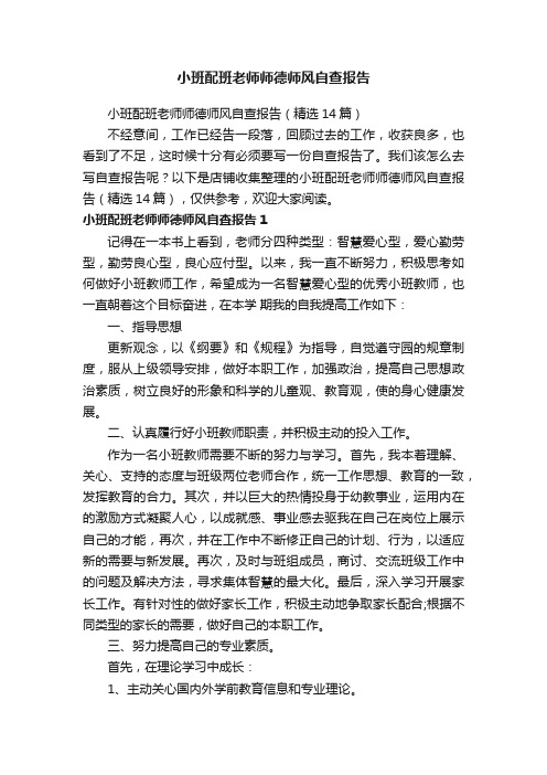 小班配班老师师德师风自查报告