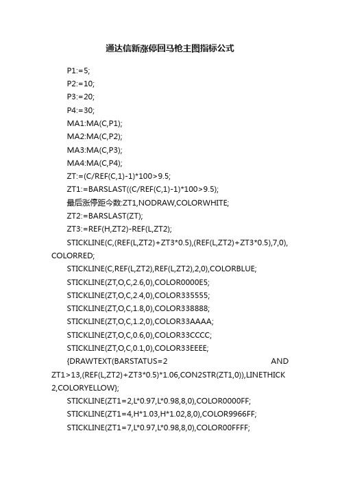 通达信新涨停回马枪主图指标公式