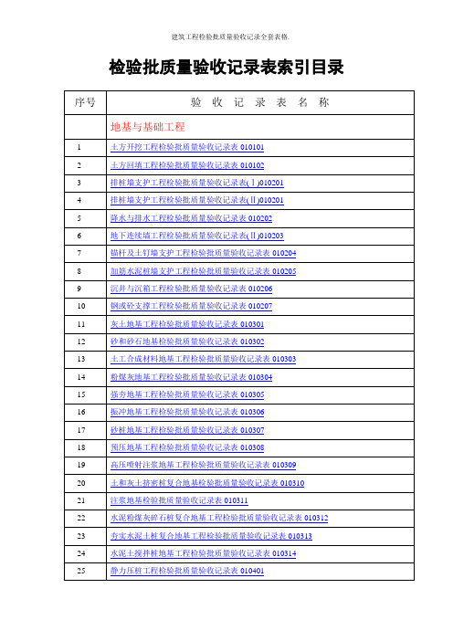 建筑工程检验批质量验收记录全套表格