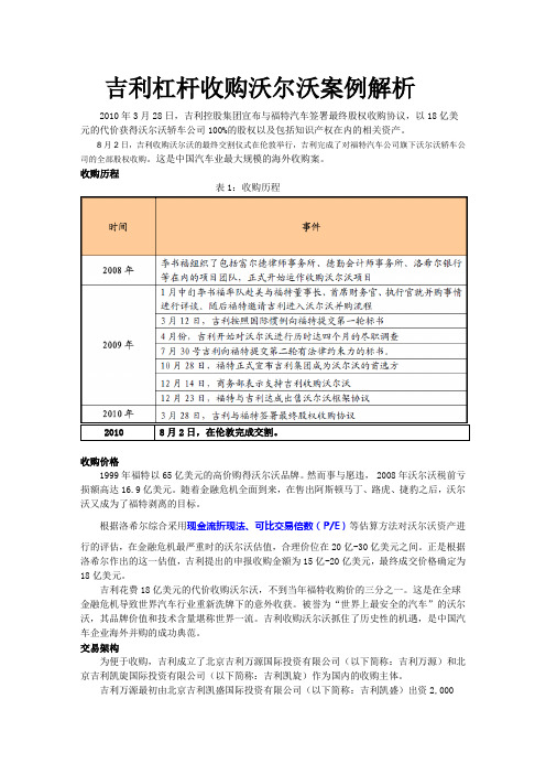 吉利杠杆收购沃尔沃案例解析