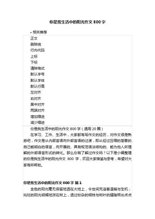 你是我生活中的阳光作文800字