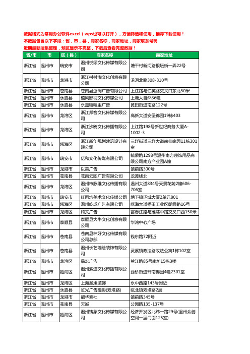 2020新版浙江省温州市文化传媒有限公司工商企业公司商家名录名单黄页联系电话号码地址大全579家