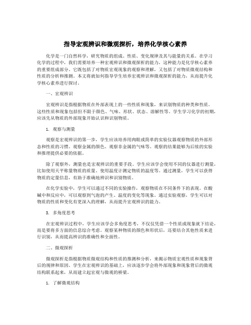 指导宏观辨识和微观探析,培养化学核心素养