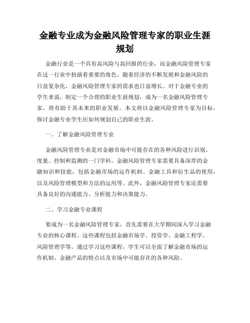 金融专业成为金融风险管理专家的职业生涯规划