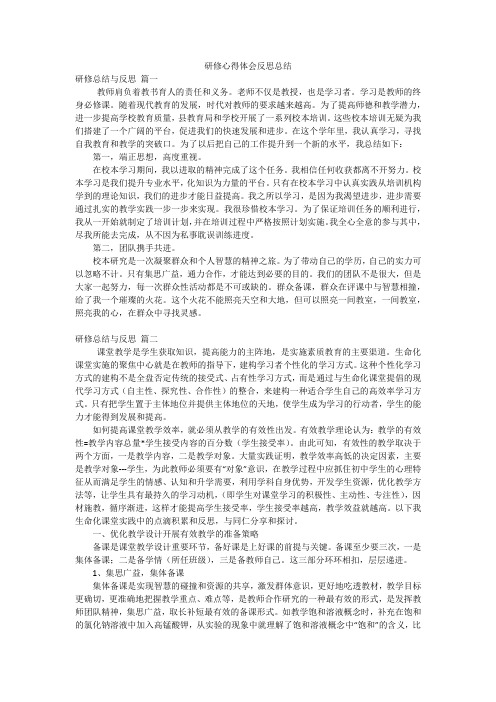 研修心得体会反思总结