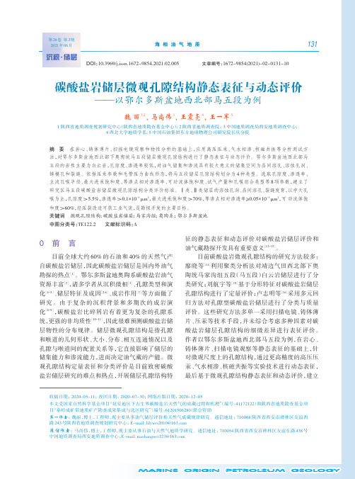 碳酸盐岩储层微观孔隙结构静态表征与动态评价——以鄂尔多斯盆地西北部马五段为例