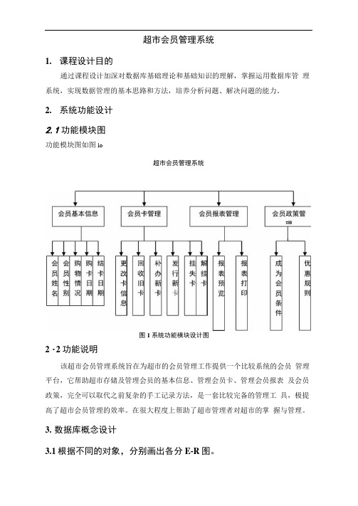 超市会员管理系统-数据库课程设计报告书