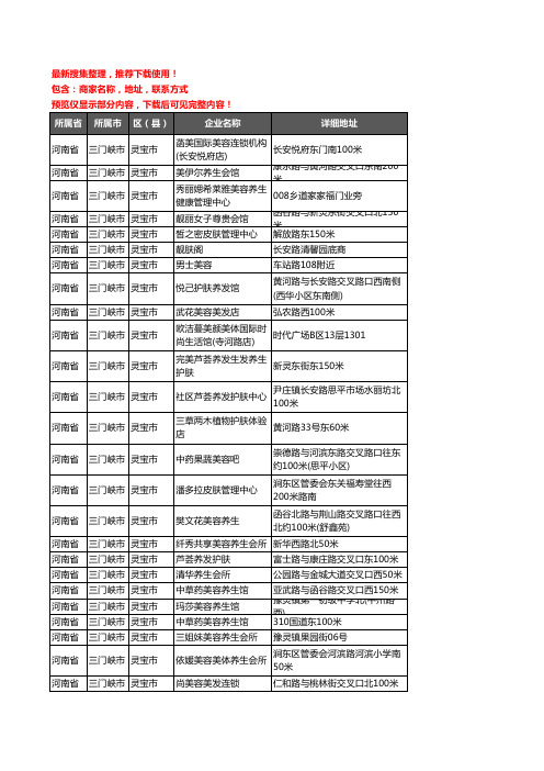 新版河南省三门峡市灵宝市美容院企业公司商家户名录单联系方式地址大全220家