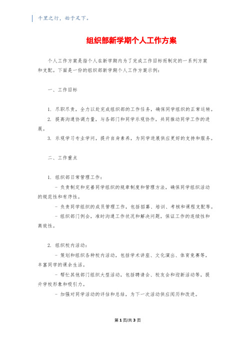 组织部新学期个人工作计划