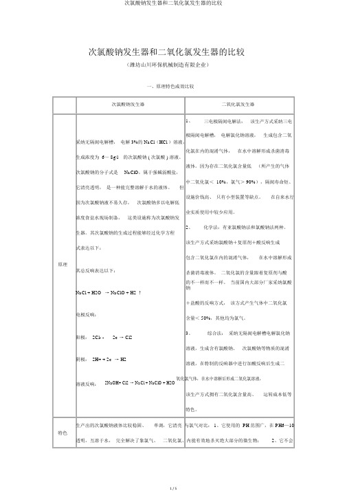 次氯酸钠发生器和二氧化氯发生器的比较