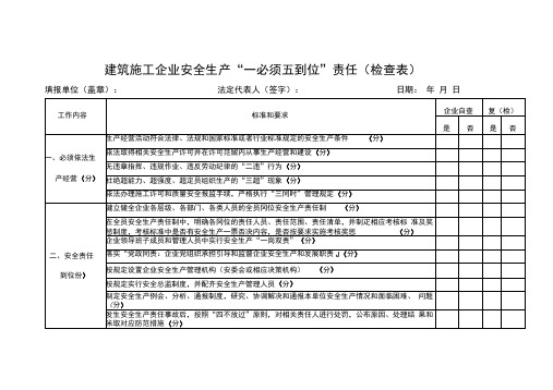 建筑施工企业安全生产一必须五到位责任