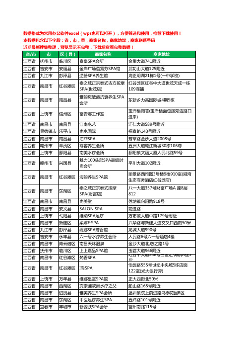 2020新版江西省SPA工商企业公司商家名录名单联系电话号码地址大全345家