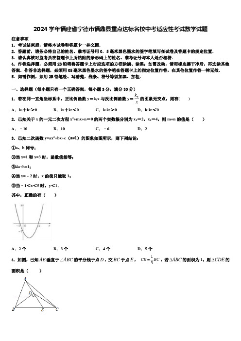 2024届福建省宁德市福鼎县重点达标名校中考适应性考试数学试题含解析