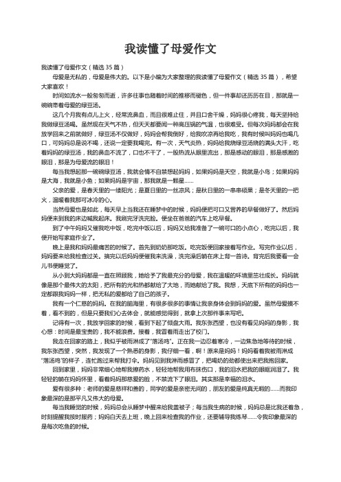 我读懂了母爱作文（精选35篇）