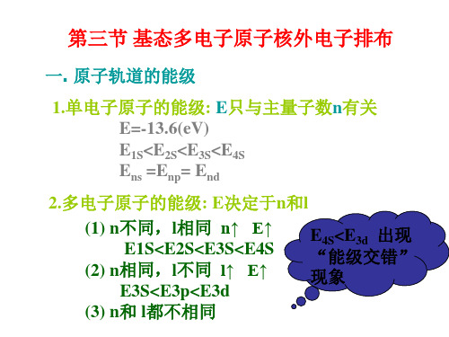 第八章第三节基态多电子原子核外电子排布
