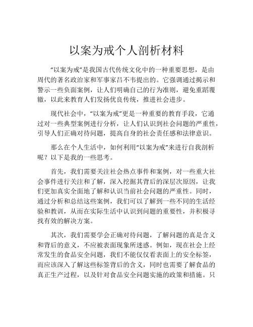 以案为戒个人剖析材料