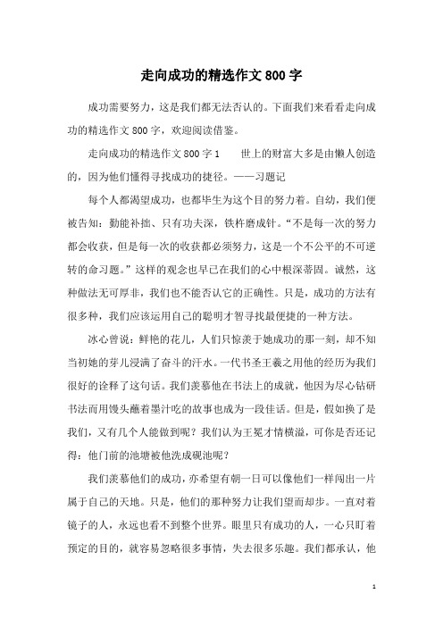 走向成功的精选作文800字