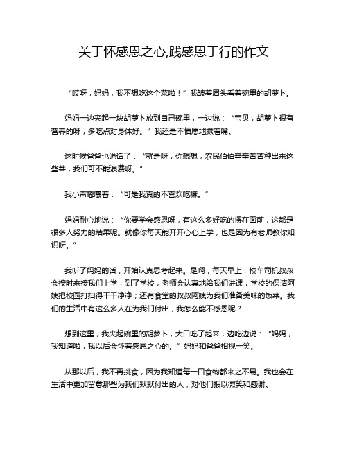 关于怀感恩之心,践感恩于行的作文