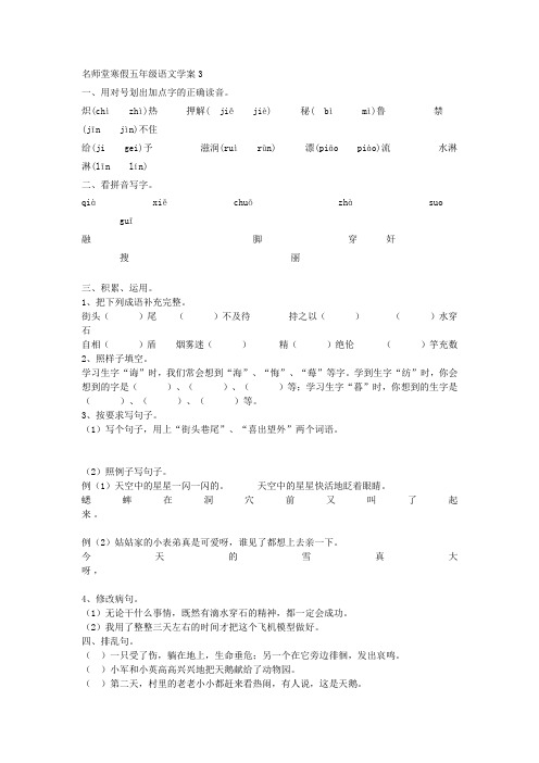 名师堂寒假五年级语文学案3