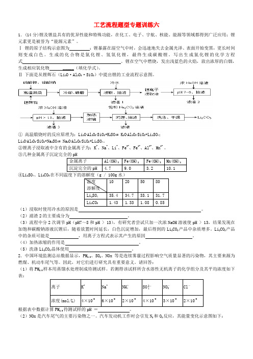 河南省洛阳市宜阳县第一高级中学培优部高考化学 工艺流程专题训练六