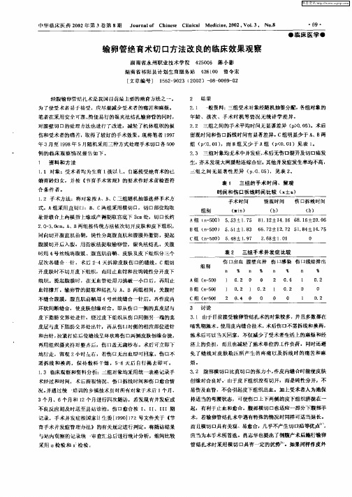 输卵管绝育术切口方法改良的临床效果观察